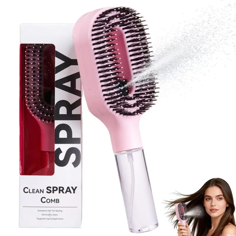 2026 New Spray Comb, Misting Hair Brush, Double-Teeth Design for Scalp Massage, Anti-Static Volumizing Hair Combs, Refillable with Water or Essential Oil for Hair Care, Haircare Tool, Salon Hairdressing Tools for Curly/Straight Hair, Holiday Gift