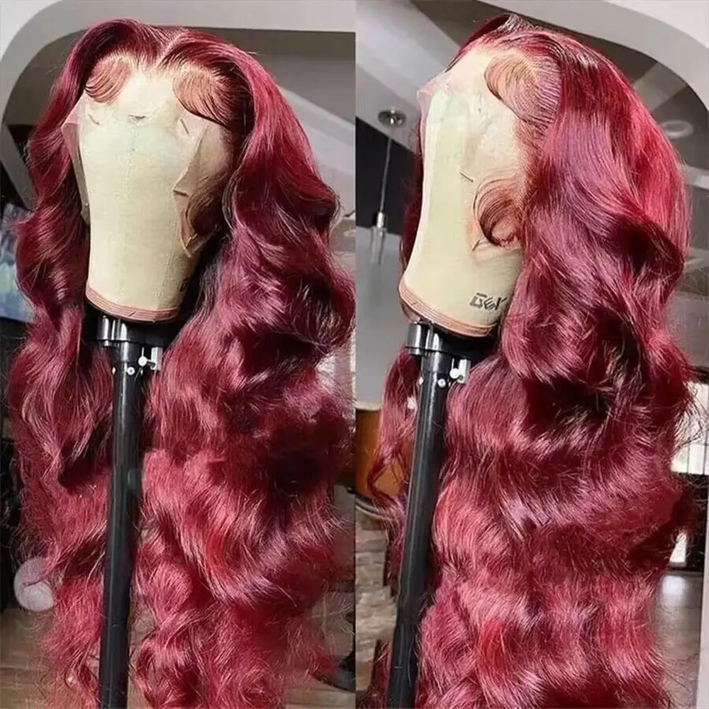 Bling Hair Burgundy 99j Lace Front Wigs Body Wave Human Hair 13x6 13x4 Burgundy Wig Human Hair 180% Density Brazilian Straight Human Hair Wigs for Women Pre Plucked with Baby Hair backtoschool