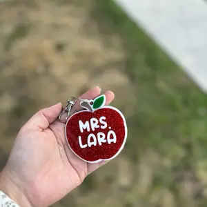 Teacher Apple Keychain Bag Tag, teacher appreciation gift