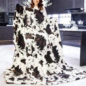 Cute Cow Print Blanket Soft Warm throw Blanket Fleece Flannel Fuzzy Lightweight travel Blankets  All-Season Couch  50x60 inch