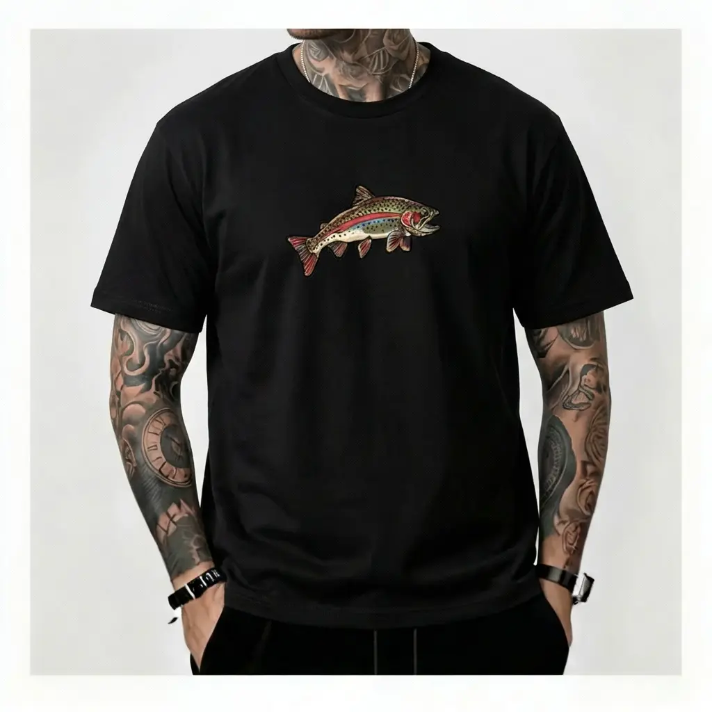 [Graphic Tee]Retro Rainbow Trout Tshirt, Comfort Colors Fish Shirt, Trout Gift For Fish Lover, Trout Graphic Tees, Fishing Tshirt, Retro Trout Tshirt Natural Breathable 90s graphic tees