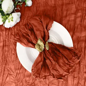 25 Pack Cheesecloth Napkins 20x20 Inch Dinner Table Napkins Boho Washable Rustic Gauze Napkins Bulk for Wedding Bridal Baby Shower Party Decor (Terracotta)