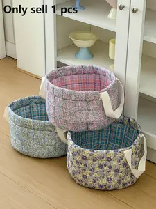 Portable Foldable Storage Basket with Floral Pattern, Fabric Organizer for Home Organization, Casual Style, All Seasons Use