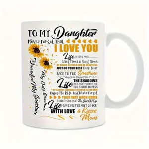 Sunflower Daughter Coffee Mug - Heartfelt Gift from Mom with Inspirational Message, Insulated Cup for All Seasons, Perfect for Birthdays and Holidays, Hand Wash Only, Coffee Cup