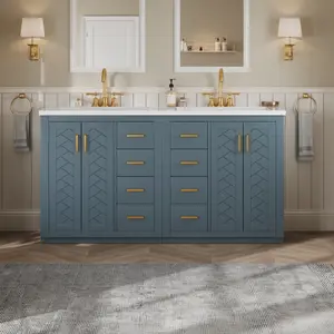 60'' Bathroom Vanity with Ceramic Sink Combo,Solid Wood Frame Bathroom Storage Cabinet, Freestanding Vanity Set with 3 Drawers& Soft Closing Doors
