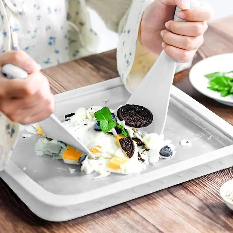 nstant  Cream Maker, Rolled  Cream Maker, Frozen Yoghurt Plate Instant Gelato Pan/Roll, Homemade DIY for Fun Parent-Child Activities Families White ice