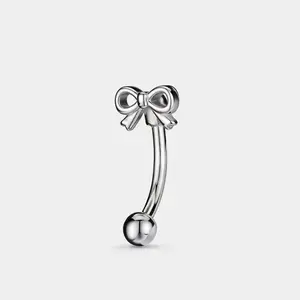 Oufer 16G Bow Vertical  Labret Lip Piercing Eyebrow Piercing Rook Piercing Ring Eyebrow Piercing 316L Stainless Steel Jewelry
