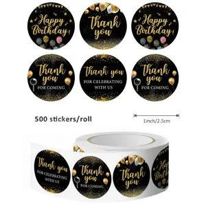 500 Happy Birthday Stickers Per Roll, Party Decoration Gift, Gender Reveal Thank You Stickers, for Baking, Crafts, Cakes, Greeting Cards, Self Adhesive Sticker