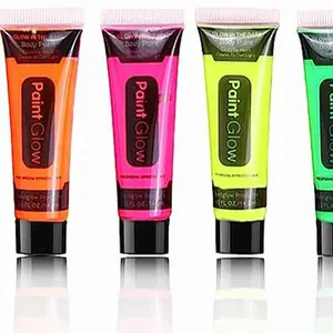 6 Pcs Glow in the Dark Face Body Paint,Blacklight Neon Face & Body Paints,Easily Cleanable Face & Body Paint Set Neon Body Makeup Glow in the Dark Party Supplies