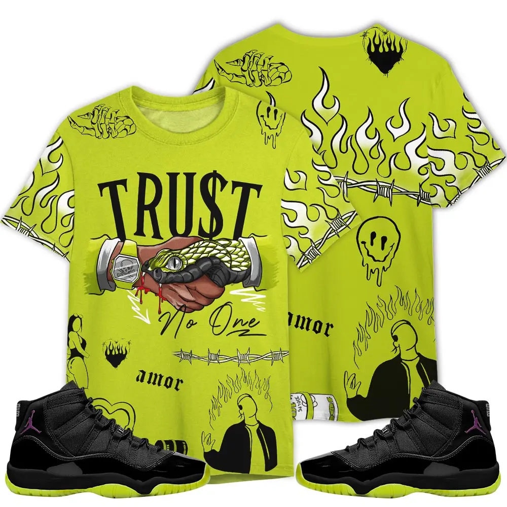 2025 Black Barely Volt 11s Shirt, Snake Trust No One Drip Outfits Streetwear Unisex Sneaker Matching Sweatshirt Fabric Menswear Top Polyester Round Neck Crewneck Casual Graphic