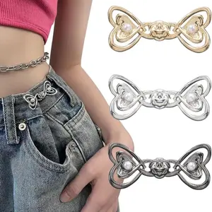 Heart Shaped Jeans Button Tightener Set, 1/2/4 Pairs Handmade Jeans Button Pins, Easy To Install Waist Tightener Button for Indoor & Outdoor