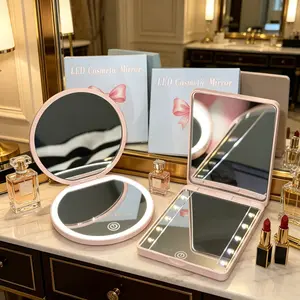 5X/20X Magnification LED Makeup Mirror 3 Lighting Modes Adjustable Brightness Scratch-Resistant Matte Finish Rechargeable Pocket-Size Portable Ideal for Travel In-Stock in USA Fast Shipping ,outdoorfunmakeup tool,