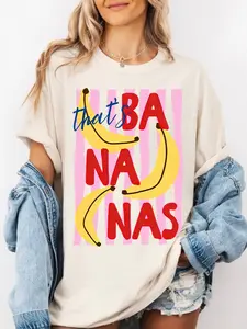 That's Bananas Fun Slogan T-shirt, Summer Fruit T-shirt, Food Pun T-shirt, Retro Pattern T-shirt, Banana Pattern T-shirt, Trendy Summer T-shirt