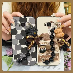 Dirt-resistant soft case Phone Case For Samsung Galaxy S8 Plus/S8+/SM-G9550 protective case cute Skin-friendly feel Black pearl pendant Back Cover Anti-knock silicone