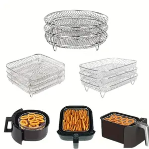 Home kitchen utensils, Household stainless steel skewer rack - stackable, suitable for ovens and fryers, machine washable