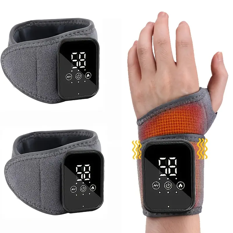 Heated Vibrating Hand Massager Suitable for Both Left And Right Hands - Adjustable Settings - Wireless Heated Wrist Massager - Temperature Control - Wrist Device And Hand Massager with Wrist Support And Joint Stabilizer for Both Men And Women