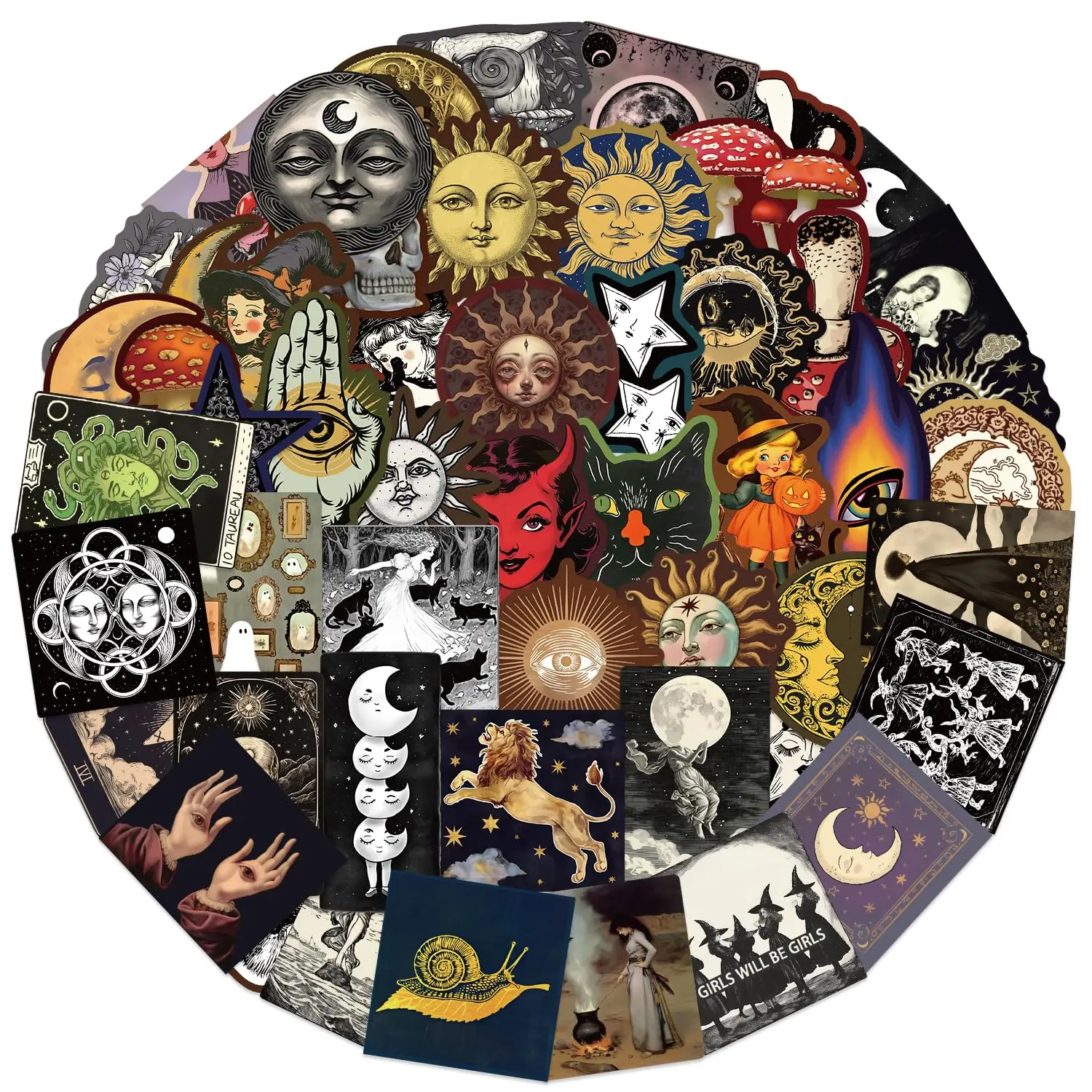 50Pcs Mysterious Celestial Stickers Pack, Graffiti Anime Waterproof Decals for Adults | Decor for Laptop, Kindle, Journal, Water Bottle, Skateboard & Suitcase