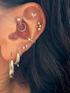 Women's Zirconia Chain Earrings Set, Fashion Jewelry Accessories, Trendy Jewellery Accessories, Perfect for Daily Wear & Date Night Layering