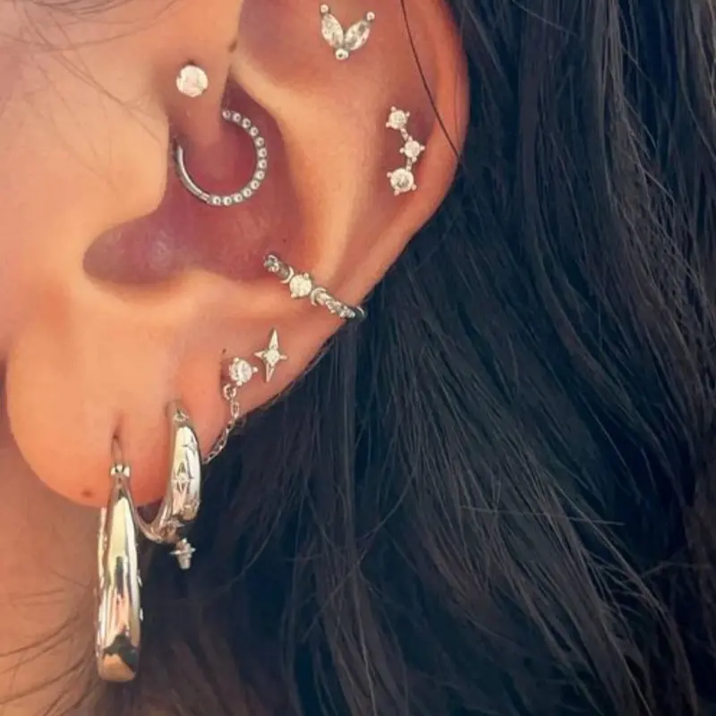 Women's Zirconia Chain Earrings Set, Fashion Jewelry Accessories, Trendy Jewellery Accessories, Perfect for Daily Wear & Date Night Layering, Earring Stacking Set, Earring Sets