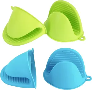 4pc Silicone Oven Mitts Heat Resistant, Silicone Potholders for Kitchen, Mini Oven Mitts Rubber Oven Glove, Kitchen Mittens Pinch Mitts, Cute Cooking Mitts Bakeware