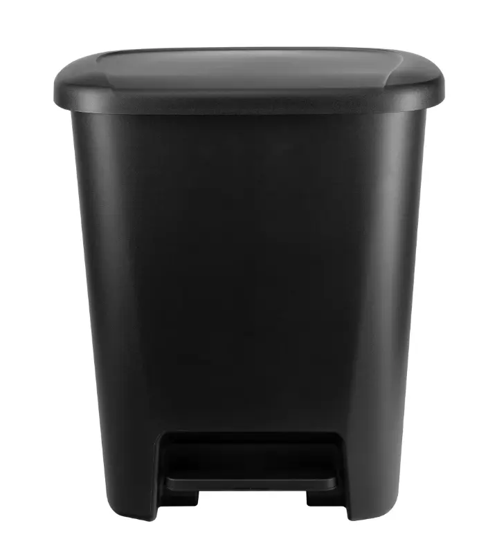 Hefty Kitchen Trash Can, 20.1 Gallon Plastic Step Garbage Bin with Foot Pedal Lid, Black
