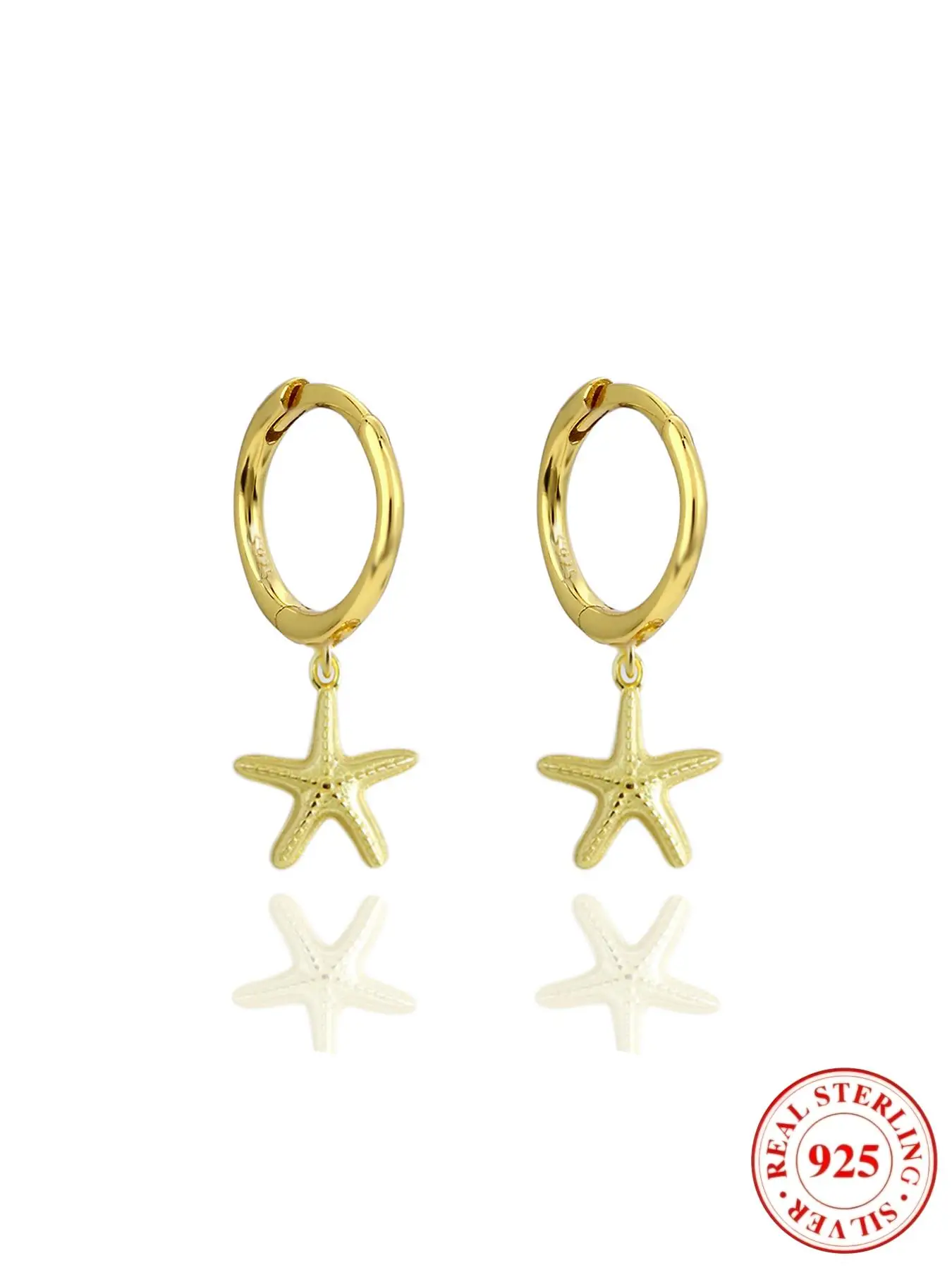 925 Sterling Silver Starfish Design Earrings, Elegant Fashion Jewelry for Women, Simple Design Earrings for Daily Wear, with Box