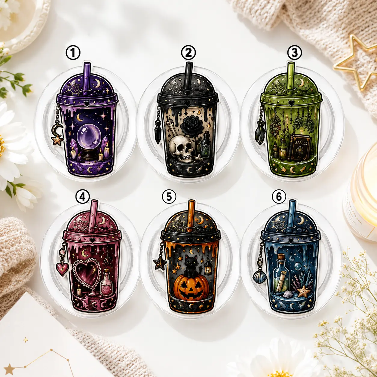 Witchy Potion Cup Phone Grip, Aesthetic Tarot Pop Socket, Goth Magic Phone Stand Accessory