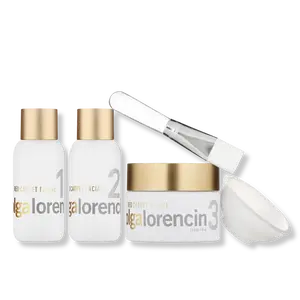 Olga Lorencin Red Carpet Facial in a Box - Lactic Acid & Aloe Blend for Radiant Skin Repair - Includes Peel, Neutralizer, and Mask - Perfect for All Skin Types Pack Brush