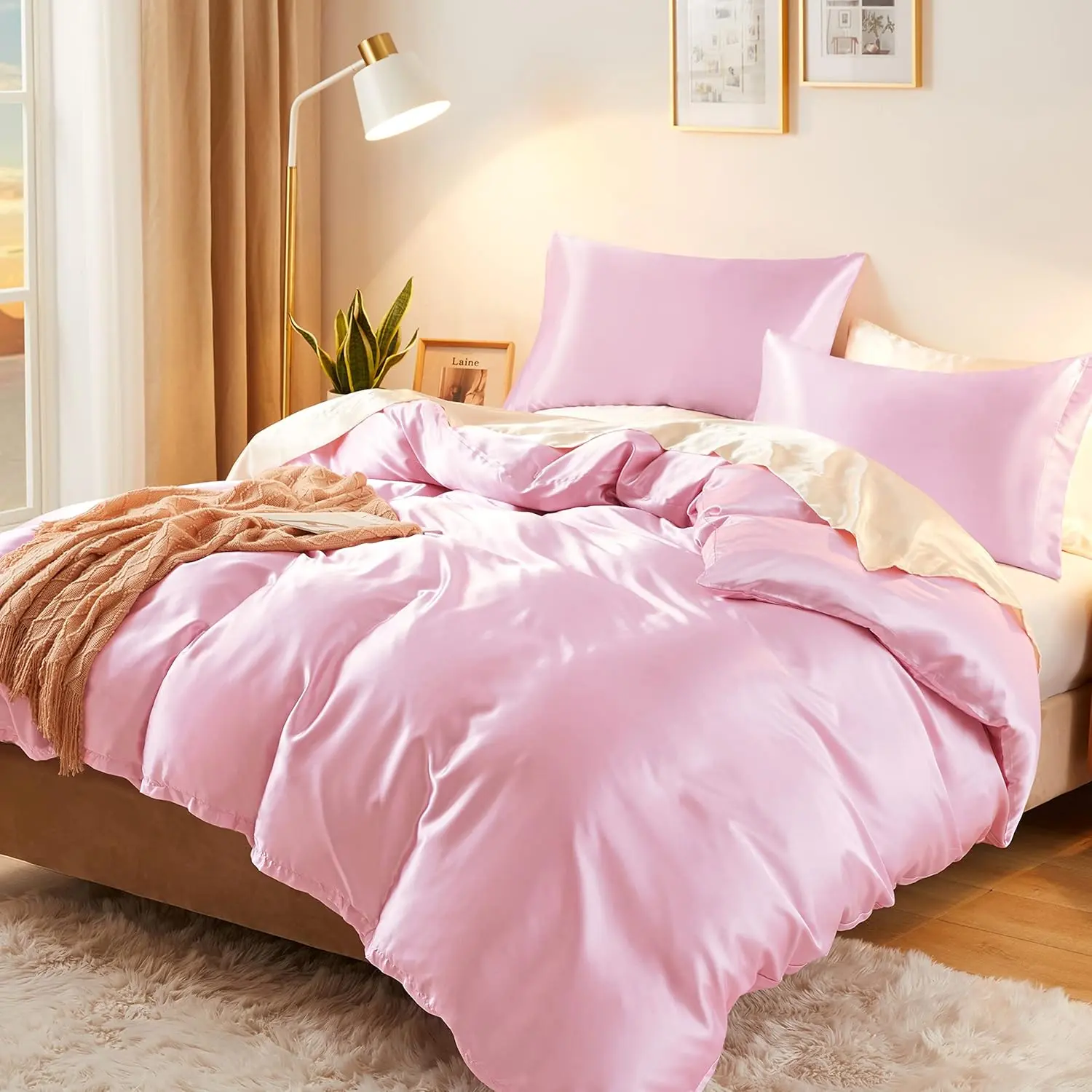 3- Silky Satin Duvet Cover Set Full/ Size Duvet Cover,   400TC  Duvet Cover Set - Luxury & Sexy Bedding Duvet Covers with Zipper Closure(No Comforter)