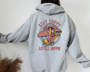 Stay Trippy Little Hippie Sweatshirt, Mushroom Sweatshirt ,Retro Hippie Hoodie, Nature Lover Hoodie, Boho Hippie Sweatshirt, Plant Hoodie