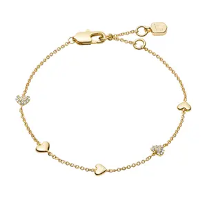 Fossil Women's Sutton Heartbeat Gold-Tone Brass Station Bracelet