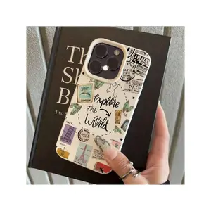 1pc TPU Material World Travel Airplane Postmark Pattern Phone Case Compatible With Iphone Waterproof Shockproof Anti-Fall Scratch Resistant