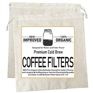 2 Pack of Reusable Organic Cotton Cold Brew Coffee Bags