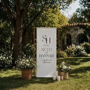 Elegant Cotton Linen Wedding Sign, Rustic Wedding Decor, Welcome Banner for Brides and Grooms, Outdoor Wedding, Personalized Wedding Sign, 2026 Wedding Ideas, California Wedding