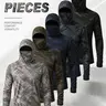Men’s 5-Pack Camo Balaclava Hooded Long-Sleeve Sports Tops - Hunt Gear with UPF Sun Protection, Stretch Fabric, Full-Face Hood, Thumb Holes, Wind Resistance, Dust Protection, Secure Cuffs, Ideal for Paintball, Running, Climbing, Training,outdoorfun