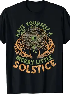 Merry Winter Solstice And Happy Yule Even The Darkest Night T-ShirtSame Style for Men and Women  Summer Short-sleeved Printed T-shirt Pure Cotton 220G