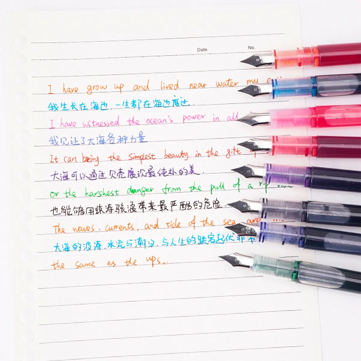 1/8-Color Liquid Ink Fountain Pen Set, Fine Nib (F), Smooth Flow, Quick-Drying & No Bleed, Ventilated Safety Cap – Ideal for Students, Office, Journaling, Calligraphy & Drawing,School and Office Supplies, Smooth Writing Pens, Writing Tools