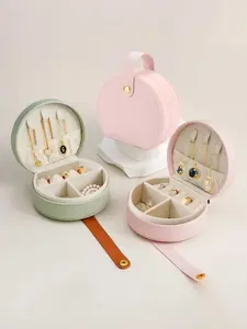 【Valentine's Day】 Half Round Portable Jewelry Box, Princess Handbag Mini Earring Necklace Ring Holder, Gift Storage Case