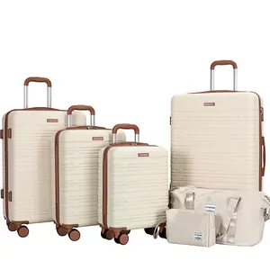 6 Piece Luggage Set, ABS Hard Shell Travel Suitcase with TSA Lock Carry On Bags For Airplanes fathersdaygift