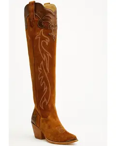 Cordero Suede Tall Western Boots - Round Toe