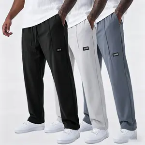 3-pack solid-color men’s straight-leg pants, spring/summer fitness athletic trousers, drawstring waist, minimalist stylish men’s pants, spring and autumn outdoor casual style and sportswear, side pockets, suitable for all seasons, outdoor commuting pants