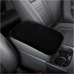 Fluffy Car Armrest Cover, Universal Car Center  Console Pad, Car Armrest Seat Box Cover Decor Accessories For Women Men, Armrest Seat Box Cover Protector For Most Vehicle, SUV, Truck, Car (Black)