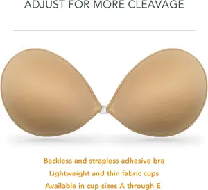 Wingslove Adhesive Bra Reusable Strapless Self Silicone Push-Up Invisible Sticky Bras for Backless Dress