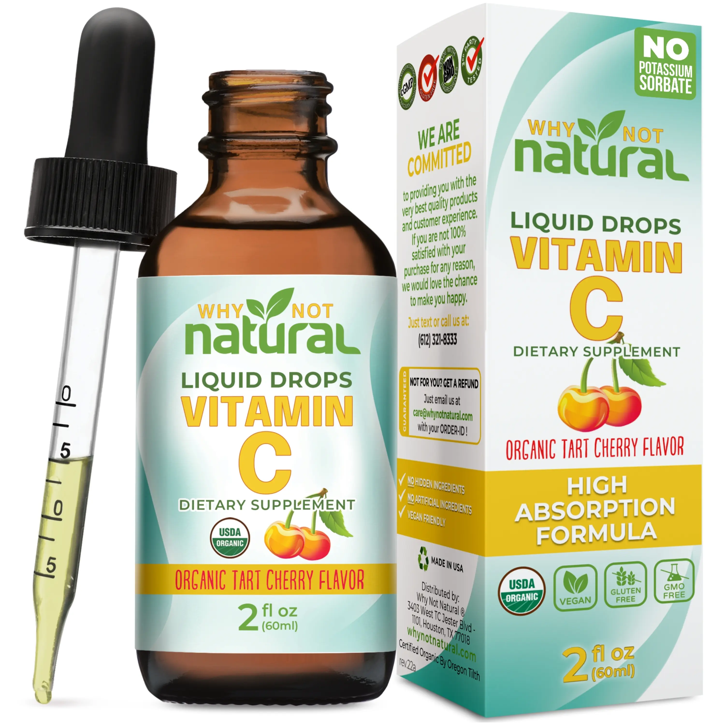 Organic Liquid Vitamin C from Acerola Cherries - Why Not Natural Healthcare Edible Supplement Dietary Fitness