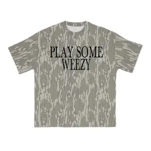 PLAY SOME WEEZY Camo Graphic Oversized Cotton T-Shirt for Men and Women, Casual Outdoor Camo T-Shirt