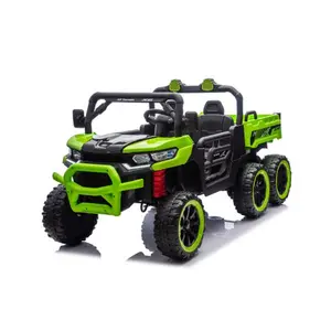 24V 2 Seater Ride on Dump Truck, 4WD 6-Wheel Ride on Toys for Big Kids with Remote Control, Ride on UTV Car with Electric Dump Bed, Toy Shovel, LED Lights & Music - Ages 3+ (Green) suspension