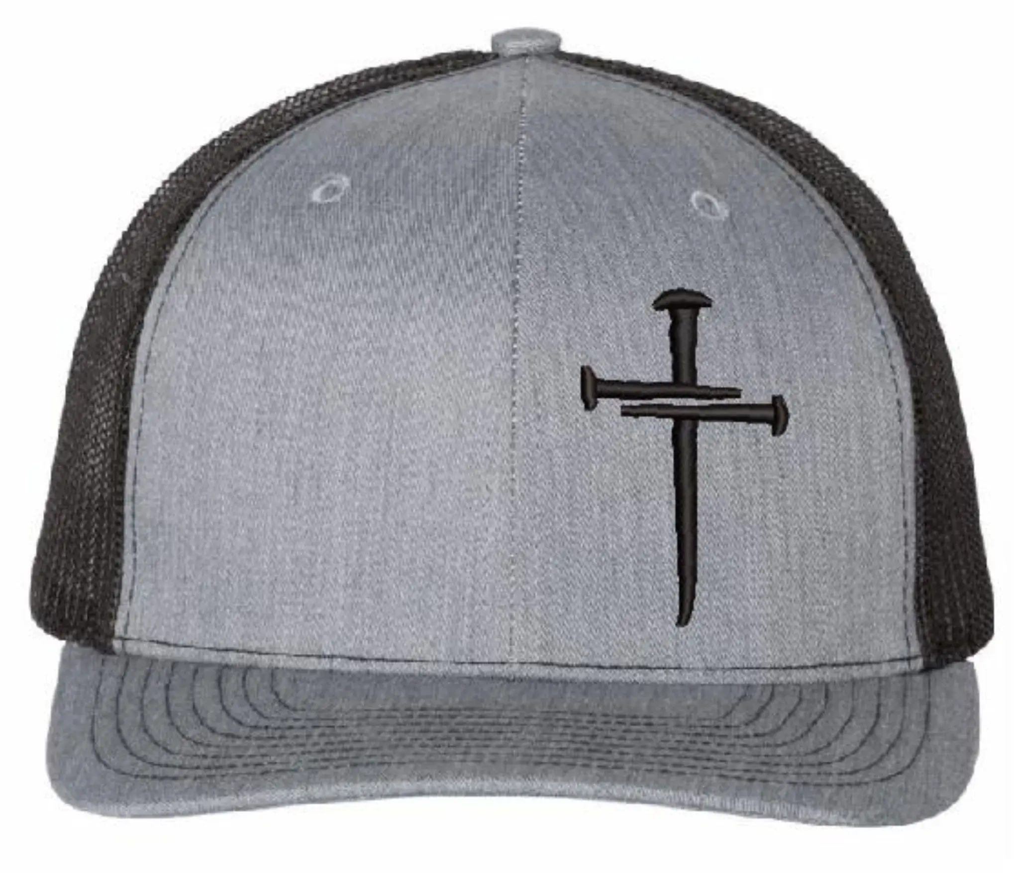 Unisex Cotton Casual 3-Nail Cross Design Richardson 112 Embroidered Adjustable Snapback Baseball Cap, Everyday Wear for Expressing Your Beliefs, with Free 4" Decal