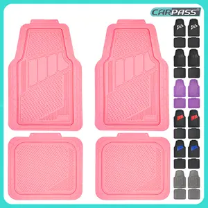 CAR PASS 4pcs Heavy Duty Rubber Floor Mats Pink 4-Piece Car Mat Set Universal Waterproof for SUV Truck Durable All-Weather Mats for Car Women Girly CAR PASS 4pcs Heavy Duty Rubber Floor Mats Pink 4-Piece Car Mat Set Universal Waterproof for SUV Truck Durable All-Weather Mats for Car Women Girly