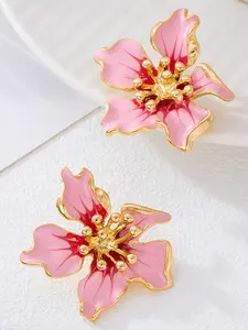 Sweet Design Flower Petal Palace Style Earrings, Unique Aesthetic Ear Studs, Fashion Accessory for Women, Elegant Jewelry Gift