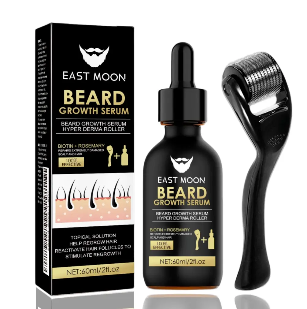 Beard Growth Kit with Gentle Nourishing Essence & Massage Roller, Promotes Fuller Beards & Absorption, Daily Grooming for All Skin Types, Single Item